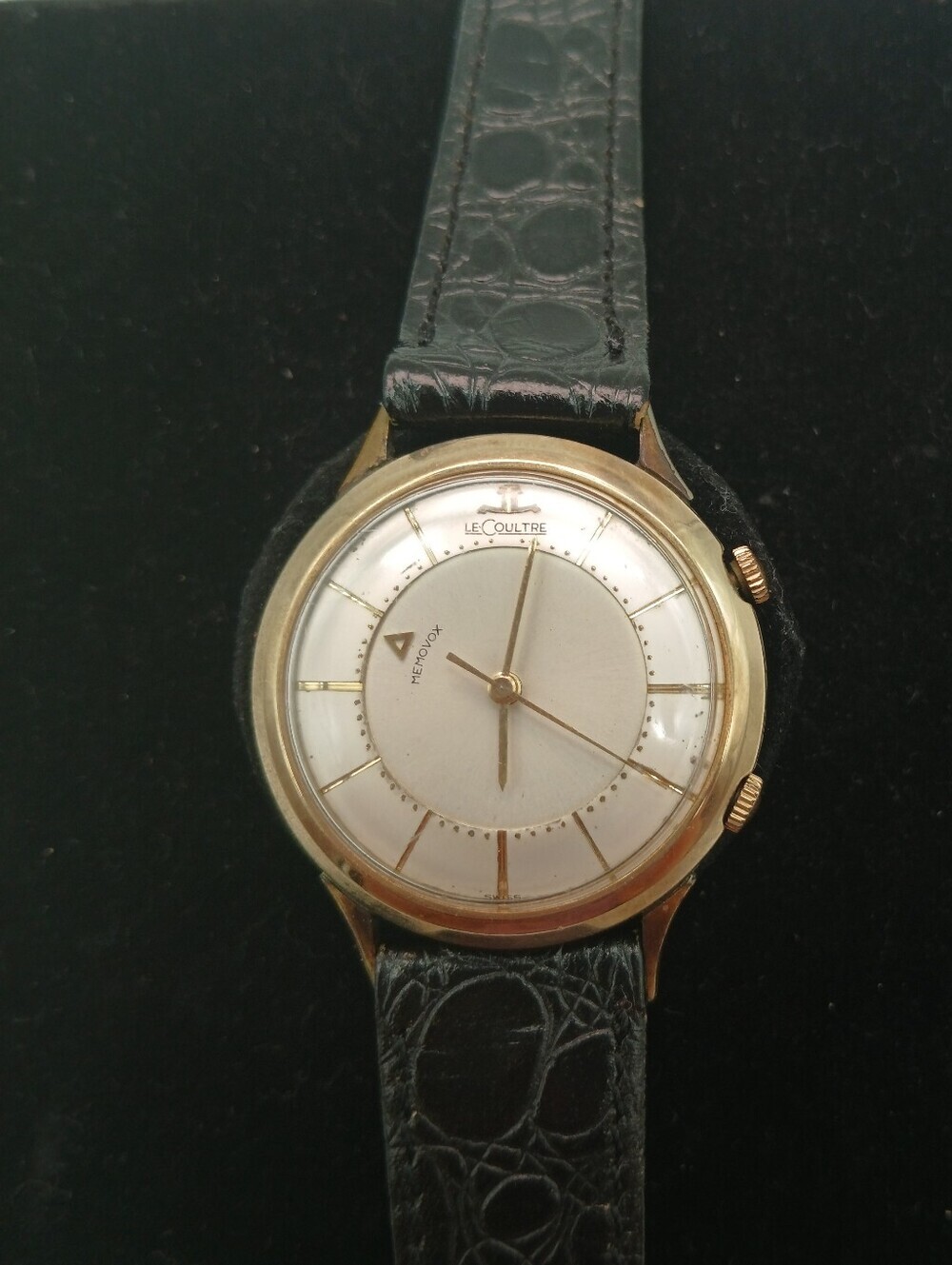 Jaeger LeCoultre 10K Gold Plated Manual Wind Alarm Wristwatch Vintage Rare